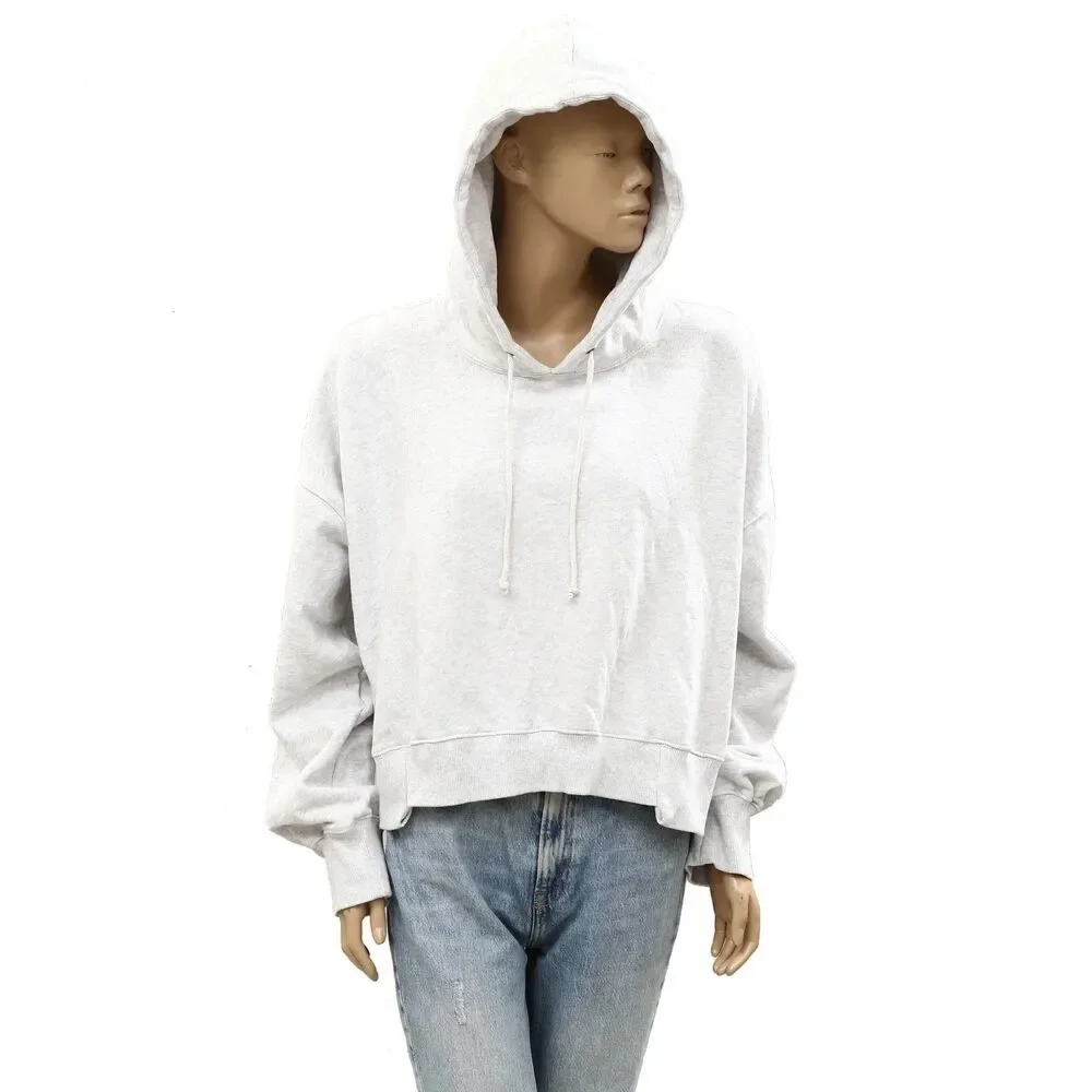 Free People Fp Movement Undefeated Hoodie Sweatshirt Cropped Top Grey M 289570